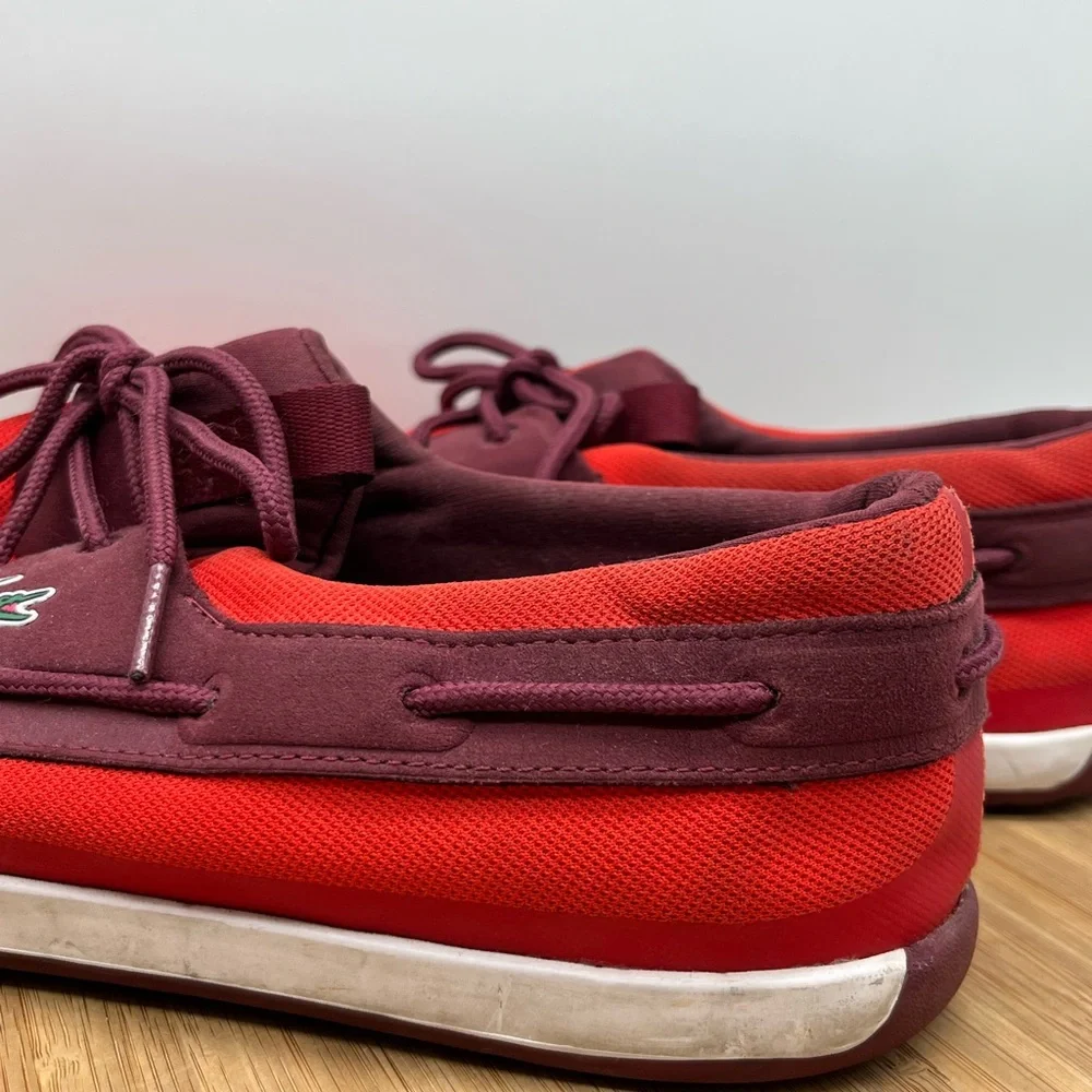 Lacoste Men's Landsailing Red Size 12 Boat Loafers‎ Comfort Shoe.